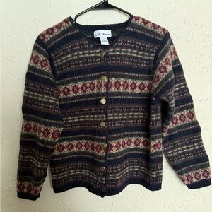 Vintage Croft & Barrow Fair Isle Wool Cardigan